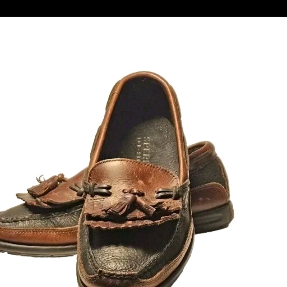 Sperry Black and Brown Leather Loafer Street Indie Boho Y2K